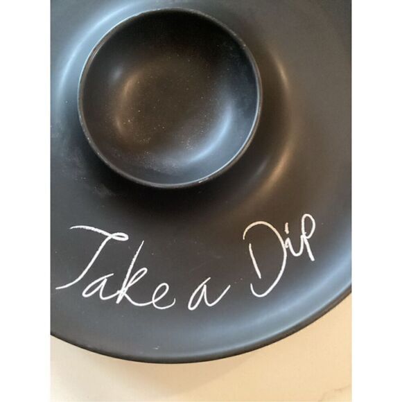 Pier One Imports Soho Ceramic Stoneware Take A Dip Black Serving Dish - Picture 2 of 5